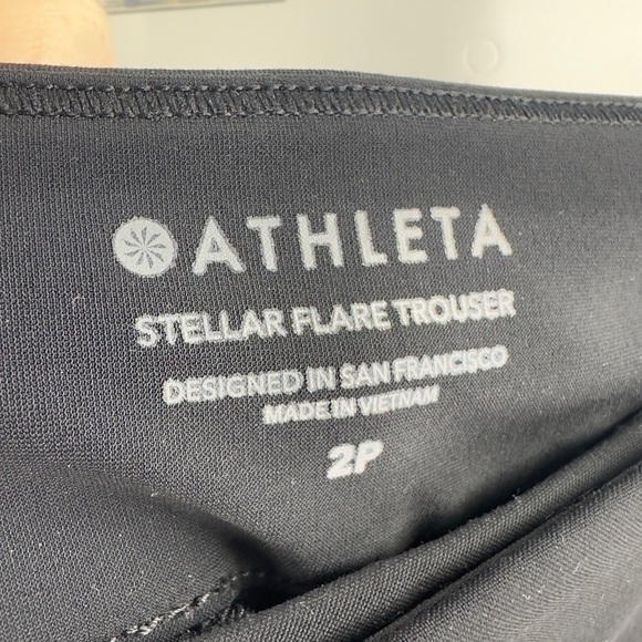 Athleta Womens Stellar Flare Trouser Pants Size 2 Petite Black Zip Leg Stretch - Picture 6 of 12